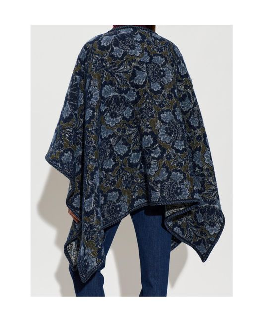 Etro Blue Floral Pattern Shawl