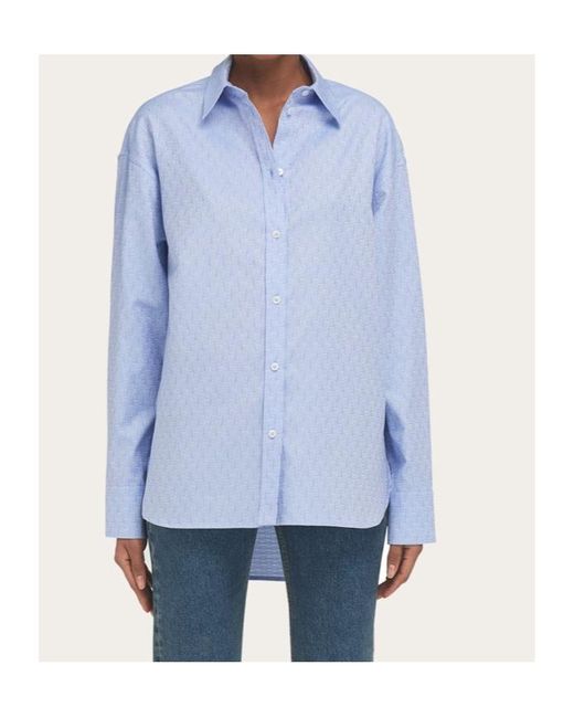 Ferragamo Blue Ferragamo Monogram Shirt