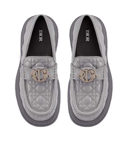 Dior Gray Homme Logo Plaque Slip-On Buffalo Loafers for men