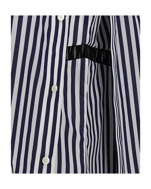 Sacai Blue Striped Poplin Sleeveless Shirt