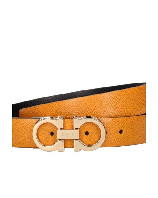 Ferragamo Orange Double-Sided Adjustable Gancini Belt