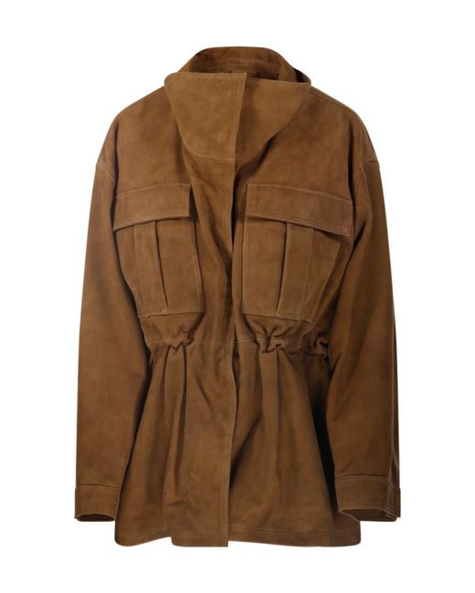 Rohe Brown Sculptural Suede Jacket