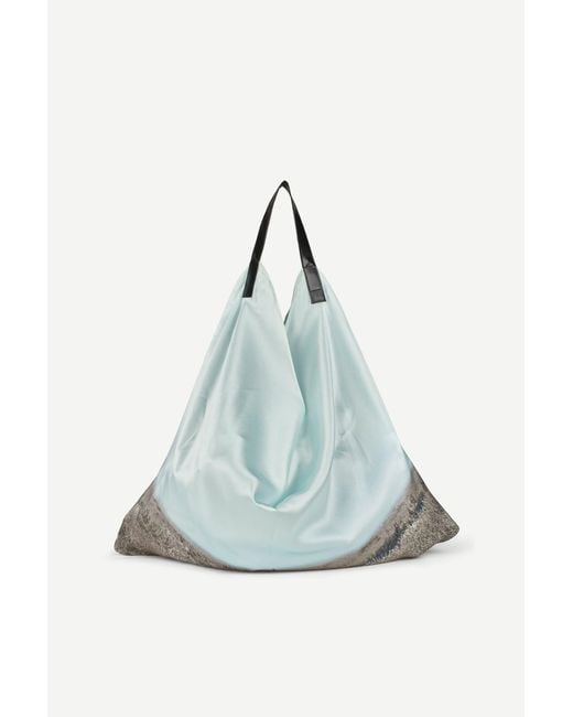 Samsøe & Samsøe Blue Saelli Landscape-Print Silk Shoulder Bag