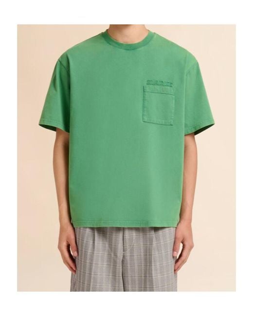 Marni Green Logo Patch Crewneck T-Shirt for men