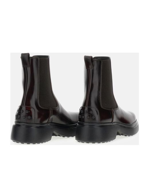 Tod's Black Round Toe Ankle Boots