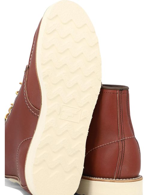 Red Wing Brown Round Head Lace-Up Boots for men