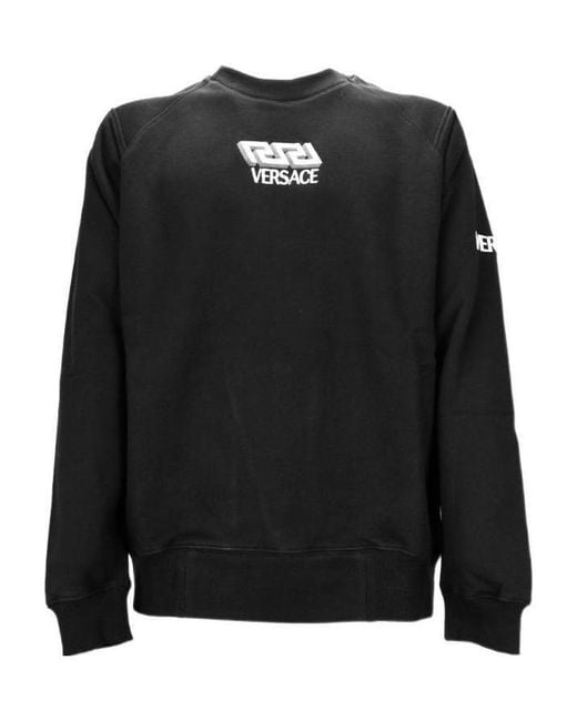 Versace Black Logo-Embroidered Sweatshirt for men