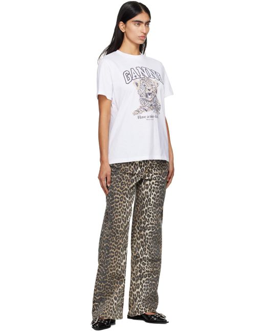 Ganni Gray High-Rise Wide-Leg Jeans