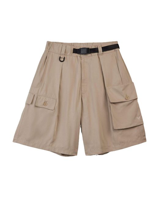 Y-3 Natural X Adidas Belted Twill Cargo Shorts for men