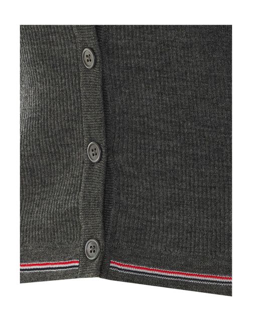 Thom Browne Black Rib-Stitch Wool Cardigan