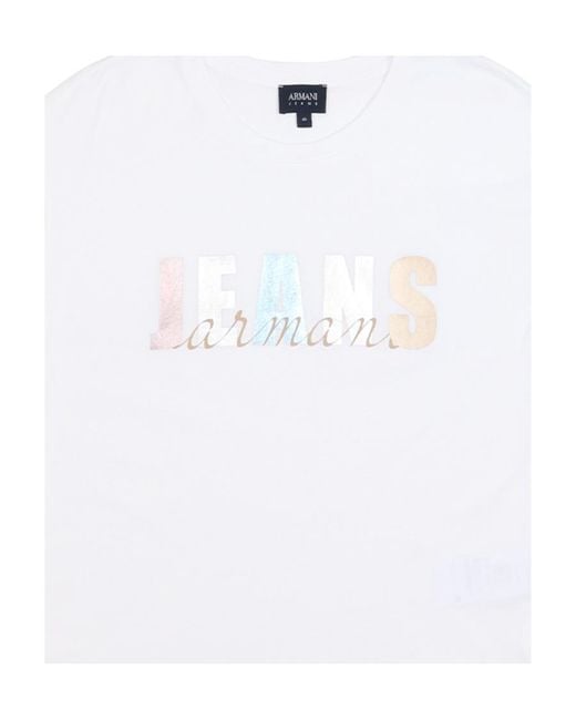 Armani Jeans White Logo Printed Pattern T-Shirt