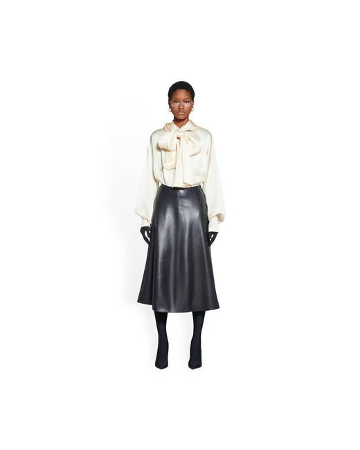 Balenciaga Black A-Line Leather Skirt