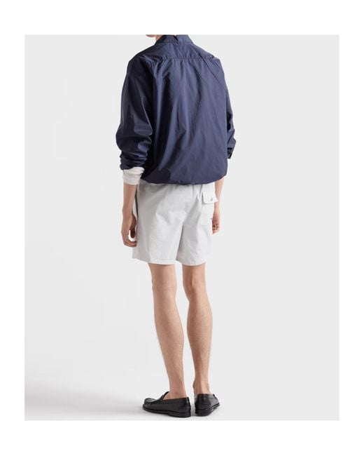 Prada Blue Logo Plaque Zip-Up Jacket for men