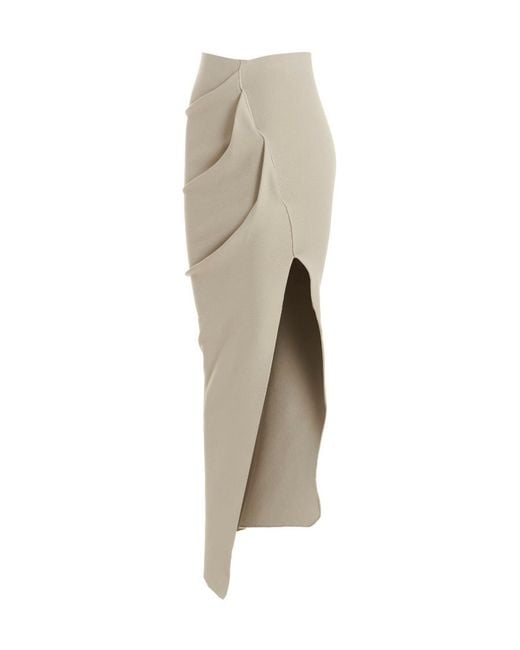Rick Owens Natural Asymmetric Draped Skirt
