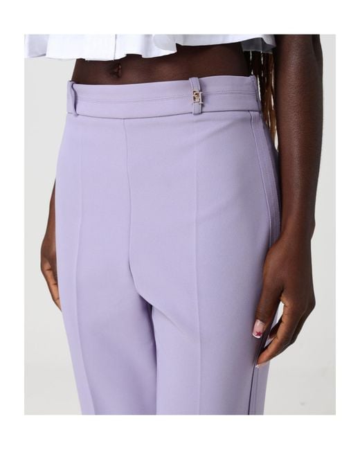 Elisabetta Franchi Purple Crepe Button Trousers