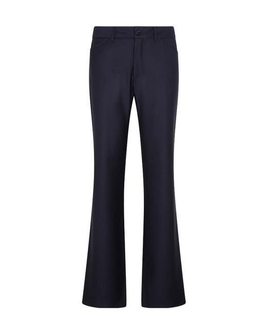 Etro Blue Striped Straight-Leg Trousers for men
