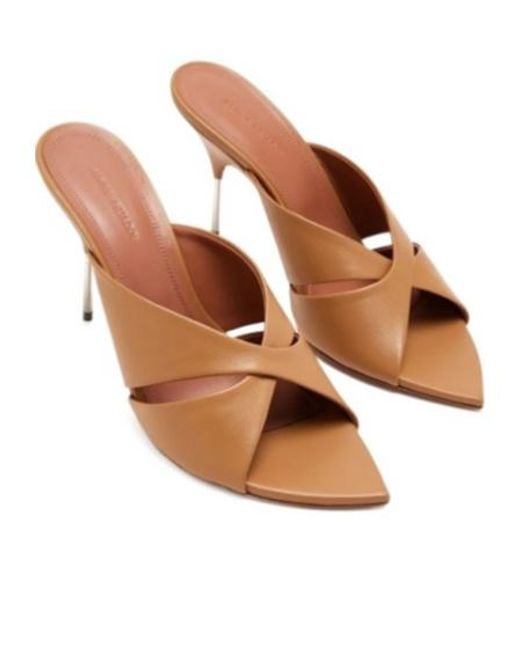 AMINA MUADDI Brown Cross-Strap High-Heel Sandals