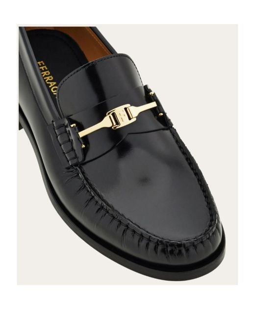 Ferragamo Black Ferragamo F Buckle Loafers for men