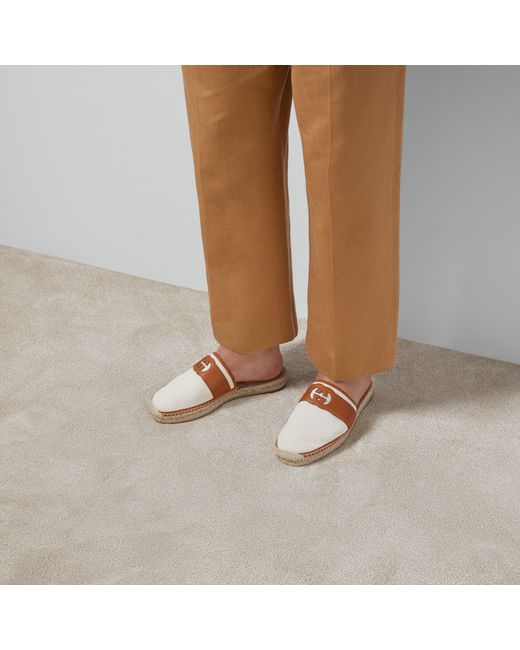 Gucci Brown Interlocking G Slide Espadrilles for men