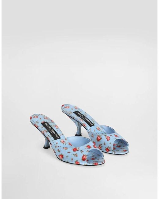 Dolce & Gabbana Blue Keira Floral Heeled Sandals