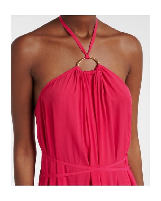 Joseph Red Zuzi Halterneck Crêpe Maxi Dress