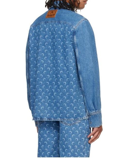 MARINE SERRE Blue Moon Laser Wash Denim Ls Shirt for men