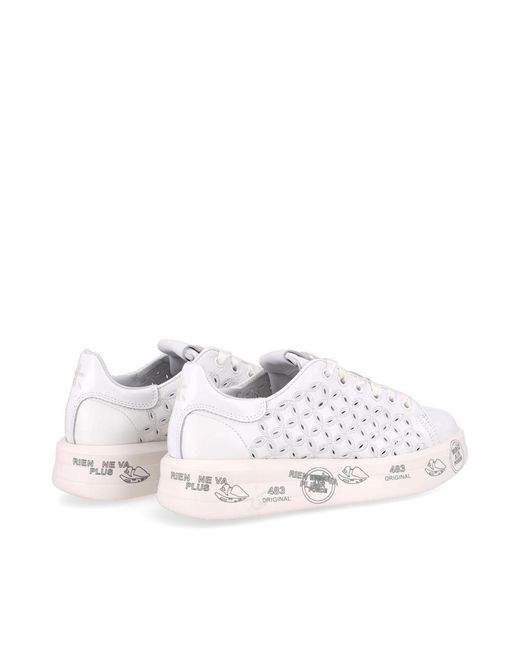 Premiata White Logo Low-Top Casual Shoes