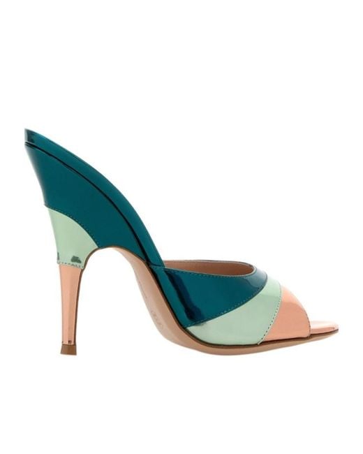 Gianvito Rossi Blue Marea Metallic Mules