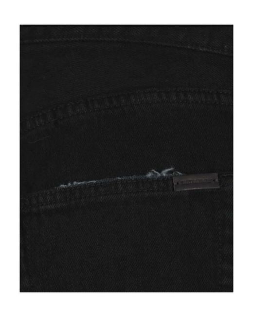 Saint Laurent Black Buttoned Straight Leg Jeans for men