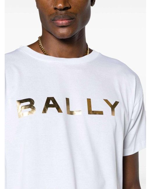 Bally White Logo Printed Crewneck T-Shirt for men