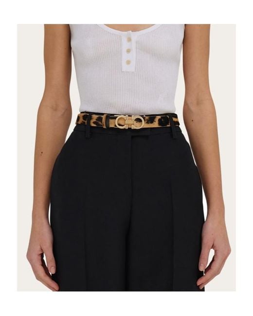 Ferragamo White Ferragamo Printed Adjustable Gancini Belt