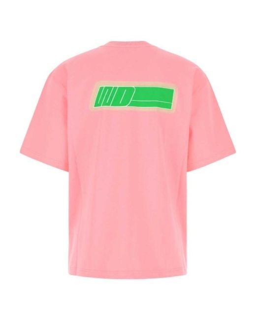 we11done Pink Logo-Print Short-Sleeved T-Shirt for men