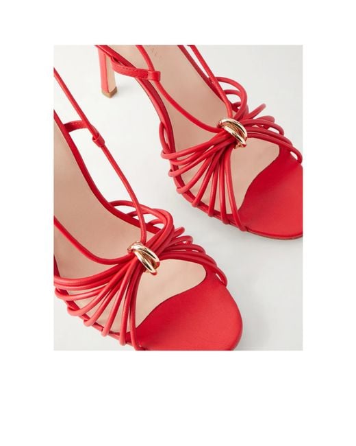 Loeffler Randall Red Embellished Leather Sandals