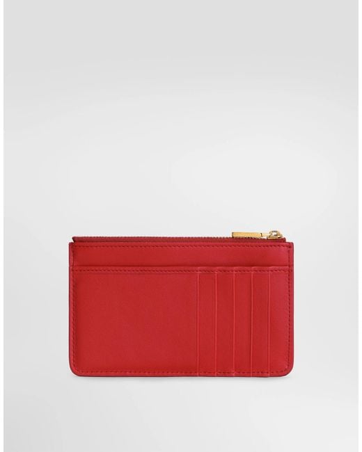 Dolce & Gabbana Red Logo Plaque Card Holder