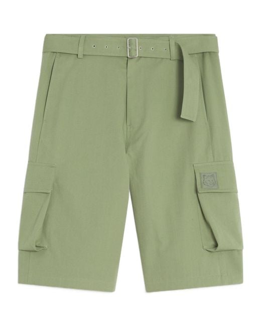 Maison Kitsuné Green Maison Kitsuné Belted Bermuda Shorts for men