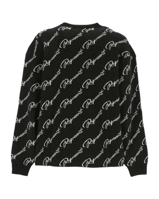 Represent Black Intarsia-Knit Logo Jumper for men