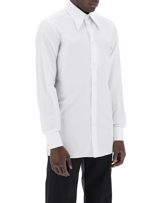 Maison Margiela White Long-Sleeved Button-Up Shirt for men