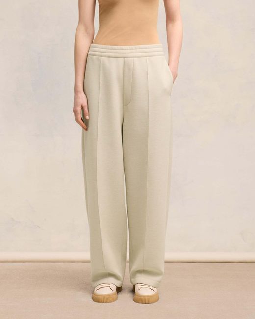 AMI Natural High-Waisted Pleated Pants