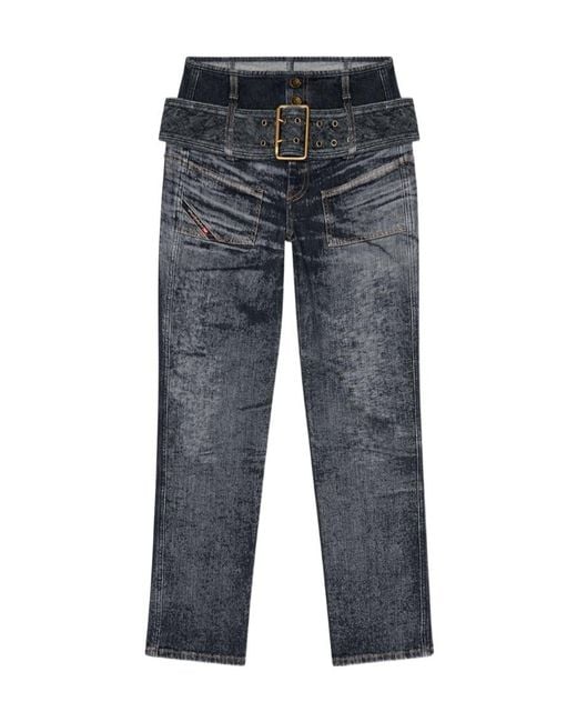 DIESEL Gray D-Gorina Belted High-Rise Jeans