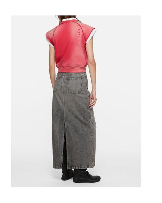 Acne Pink Logo Detailed Short Sleeved Vest