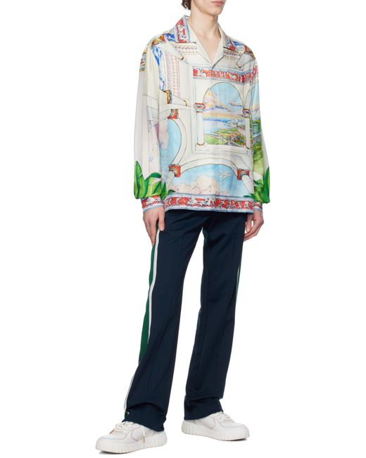 Casablanca Green Long Sleeve Cuban Collar Shirt for men