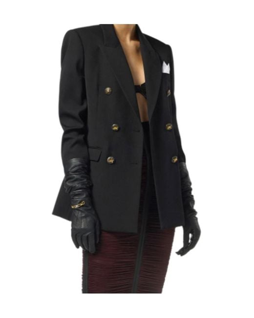 Elisabetta Franchi Black Breast Pocket Gabardine Jacket