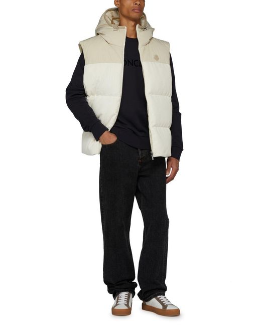 Moncler White Bentu Logo Down Vest for men