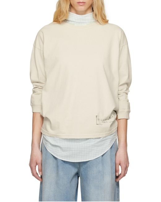 Maison Margiela Natural Logo-Printed Round-Neck Jumper