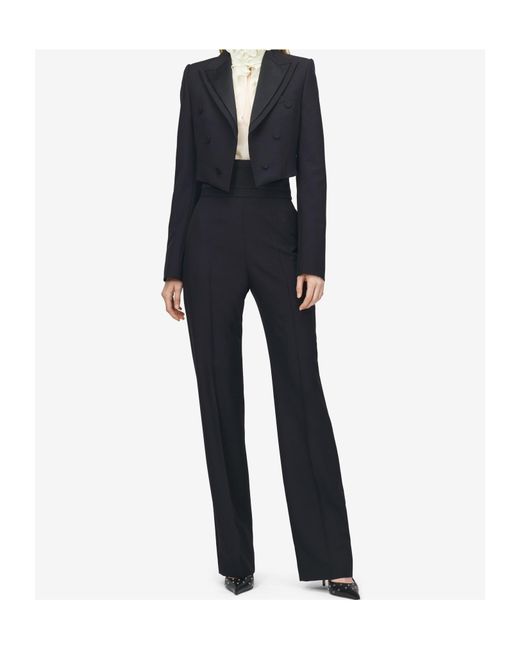 McQueen Black Double Lapel Cropped Jacket