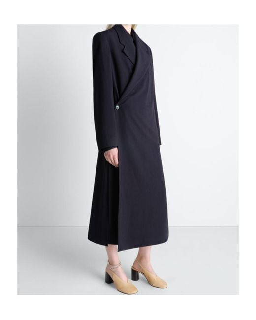Lemaire Blue Buttoned Draped Wrap Coat