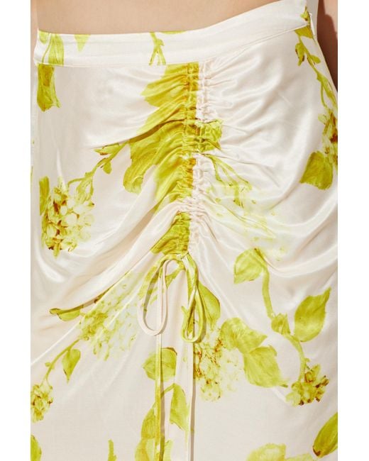 AllSaints Yellow Kathy Ruched Asymmetric Skirt