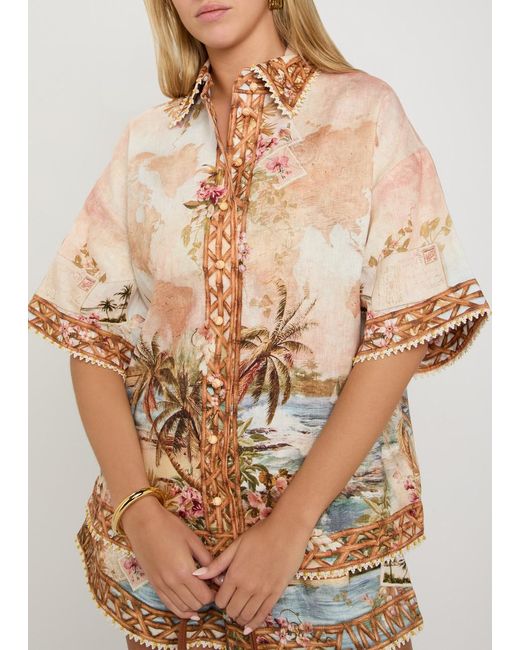 Zimmermann Natural Mohan Printed Linen Shirt