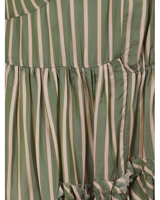 Dries Van Noten Green Cemil Ruffled Striped Top