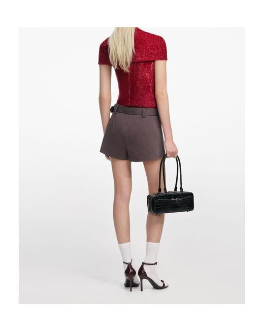 Self-Portrait Red Draped Lurex Blouse